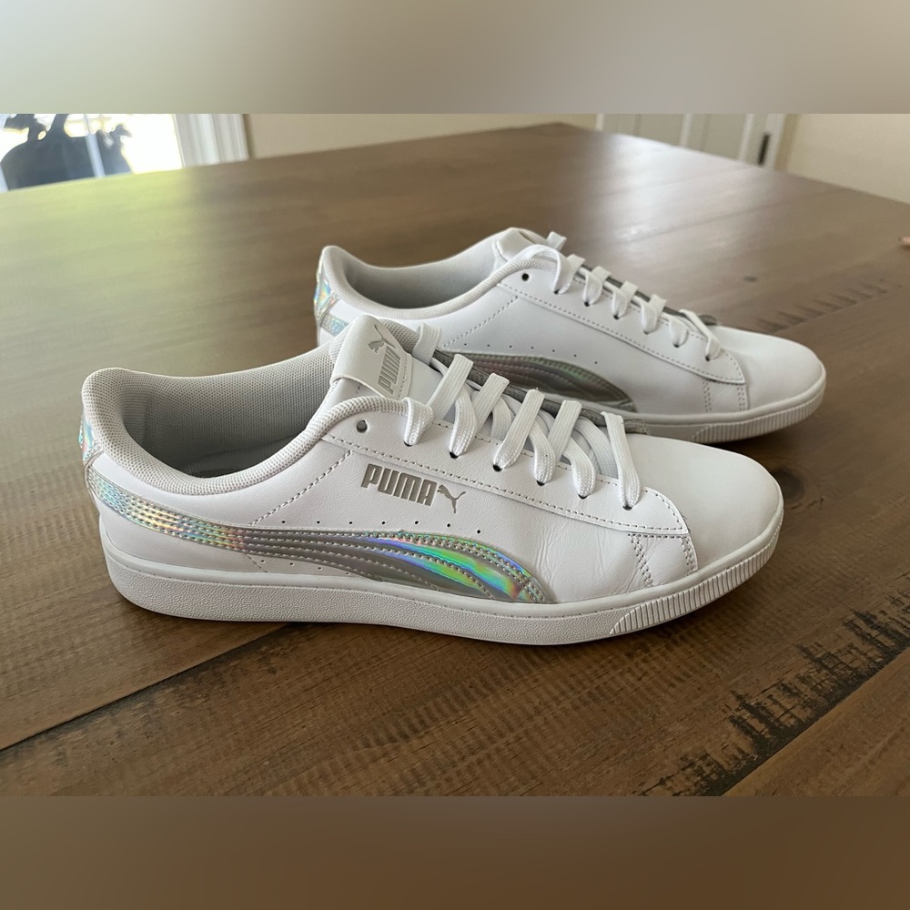 Puma White Sneakers with iridescent Accents
